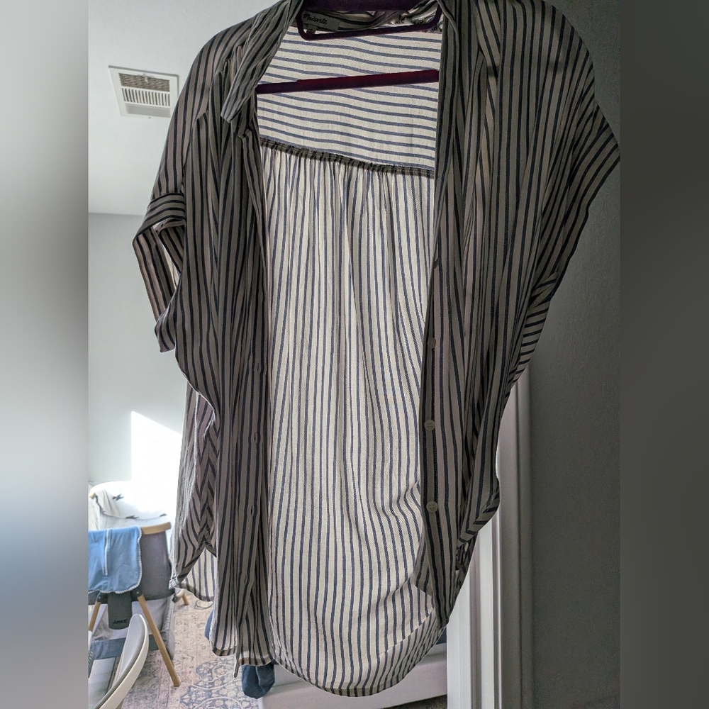 Madewell Central Button Down Shirt In Dalton Striped (Blue And White)